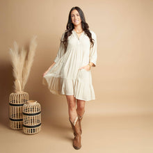 Load image into Gallery viewer, Rayanne 3/4 Sleeve V-Neck Mid-Length Tiered Dress