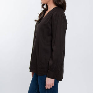 Izara Front Button V-Neck Blouse