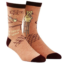 Load image into Gallery viewer, Women&#39;s I Need Coffee Right Meow Socks Funny Cat Lover Sock