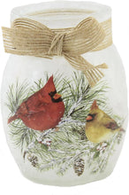 Load image into Gallery viewer, Christmas Cardinals Pre-Lit Small Jar with Ribbon