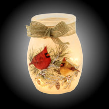 Load image into Gallery viewer, Christmas Cardinals Pre-Lit Small Jar with Ribbon