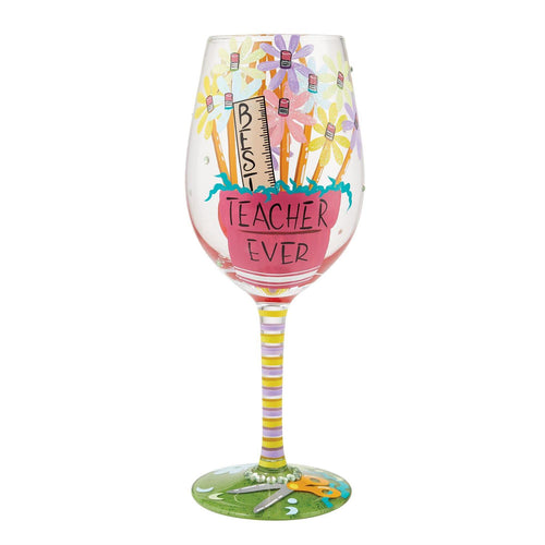 Best Teacher Ever Wine Glass