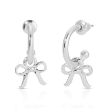 Load image into Gallery viewer, Beautiful Bows - Bow Charm Hoops - Silver