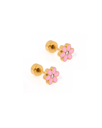 Screwback Stud Earrings - Alli - Pink