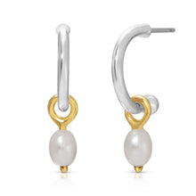 Load image into Gallery viewer, Hoops with Drop - Pearl (silver) - LOVELY