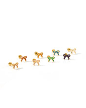 Load image into Gallery viewer, Screwback Stud Earrings - Sadie Bow White
