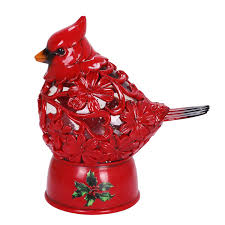 Cardinal & Holly Glitter Lantern