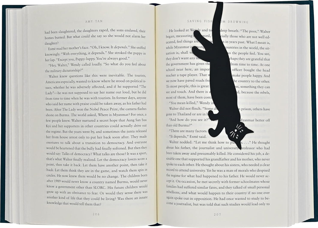 Curious Cat 'Hanging' Metal Bookmark
