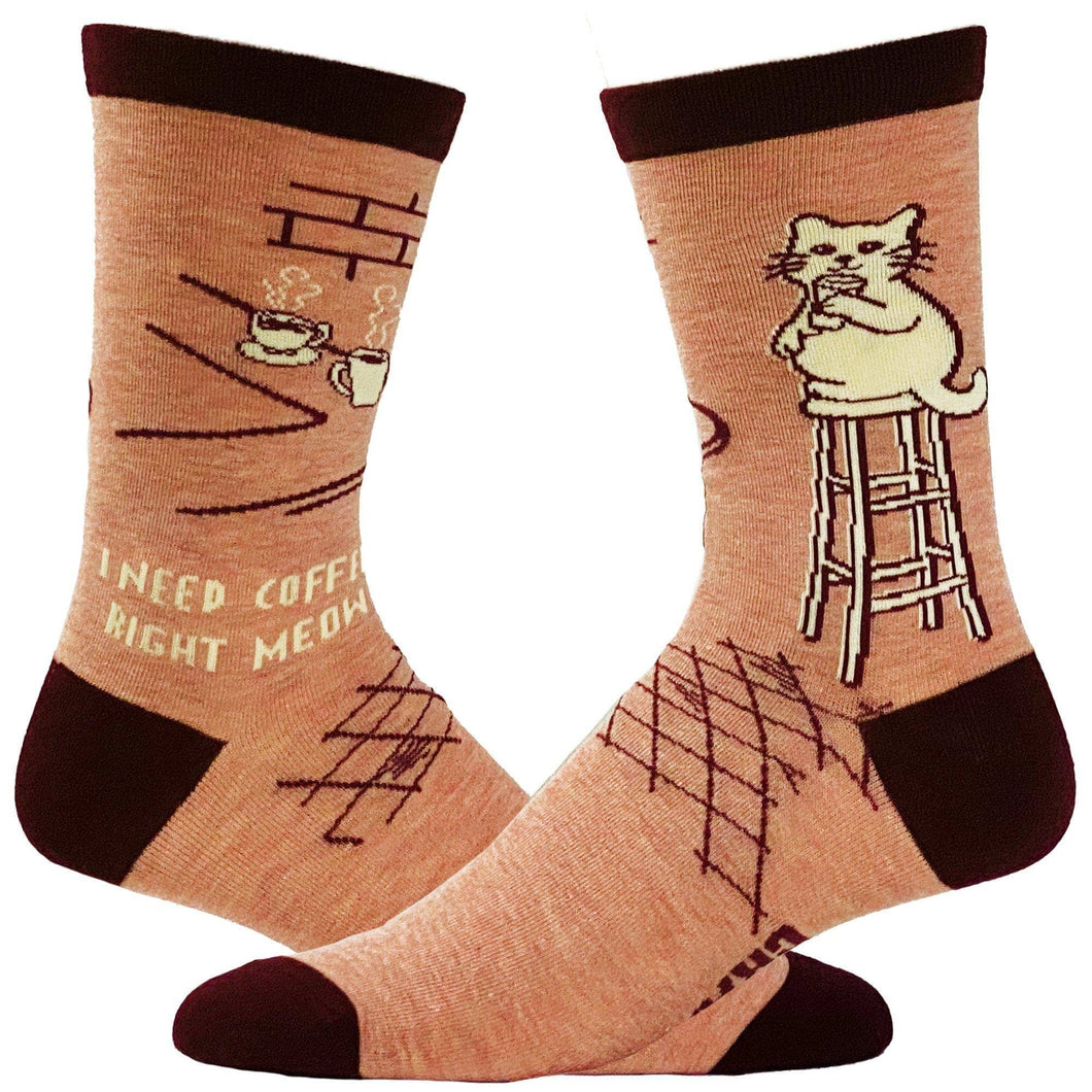 Women's I Need Coffee Right Meow Socks Funny Cat Lover Sock
