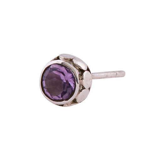 Round Lt Amethyst Faceted Stud