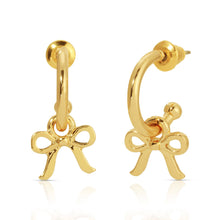 Load image into Gallery viewer, Beautiful Bows - Bow Charm Hoops - Gold