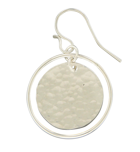 A81 -ss Hammered Orbit Disc Earring
