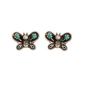 Antique Silver Butterfly Ear Sense Stud Earrings