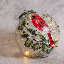 Load image into Gallery viewer, Cardinal Berry Ornament with LED String Lights — Christmas, Holiday Ornaments