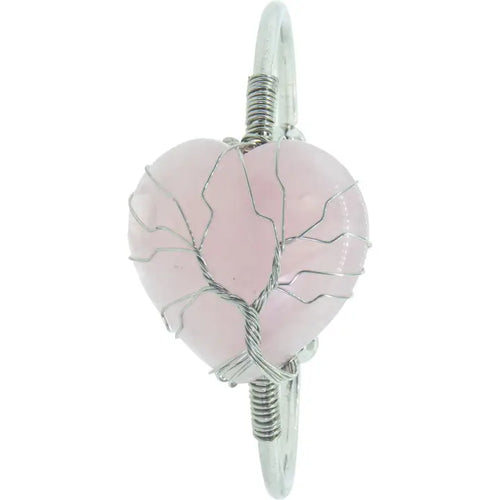 Adjustable Bracelet - Wire Wrapped Rose Quartz Heart