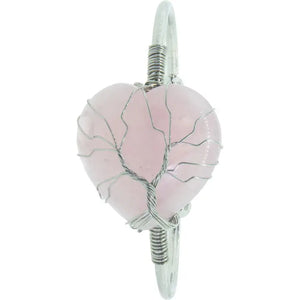 Adjustable Bracelet - Wire Wrapped Rose Quartz Heart