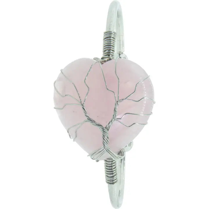 Adjustable Bracelet - Wire Wrapped Rose Quartz Heart