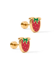 Load image into Gallery viewer, Screwback Stud Earrings - Strawberry Shortcake