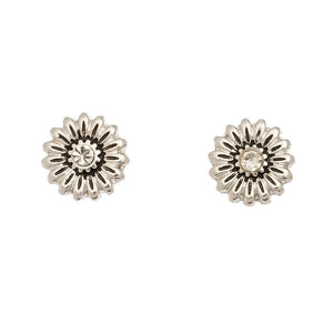 Antique Silver Flower Ear Sense Stud Earrings