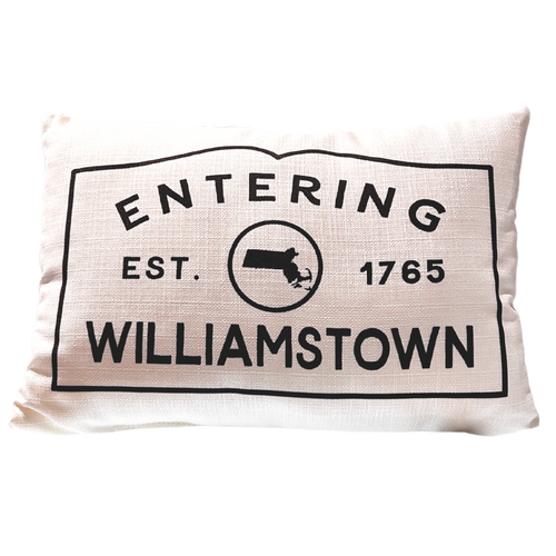 Massachusetts Rectangle Town Sign Pillow - Williamstown - est 1765 - No Piping
