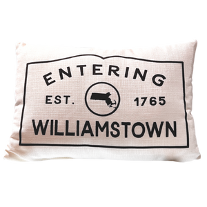 Massachusetts Rectangle Town Sign Pillow - Williamstown - est 1765 - No Piping