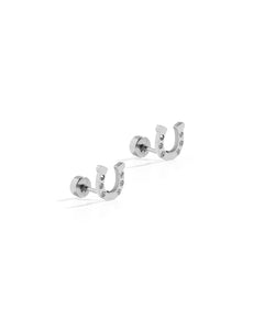 Screwback Stud Earrings - Horseshoe Silver