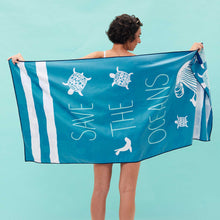 Load image into Gallery viewer, SAVE THE OCEAN Reversible Beach Towel