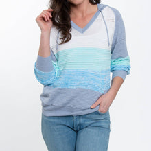 Load image into Gallery viewer, Avalon Crochet Ocean Color Block Hooded Pullover