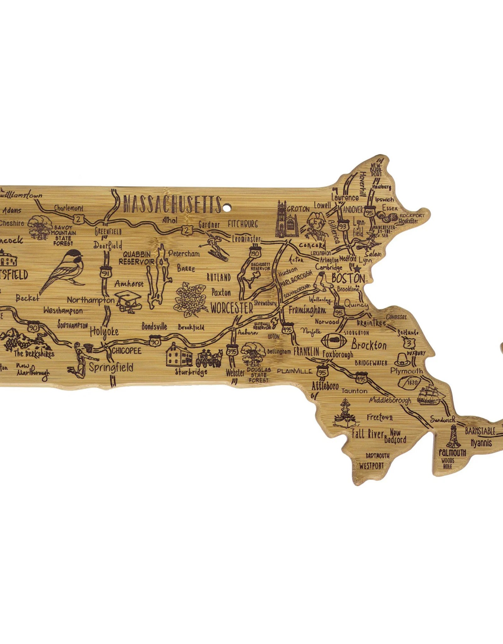 Cutting board slice of life Massachusetts shaped