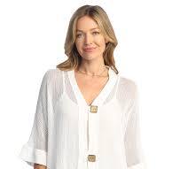 Mineral Washed Flounce Hem Mesh Cardigan With 2-Button Closure