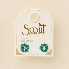 Sparkle & Shine Sm Enamel Flower Earring - Turquoise/Gold FP003