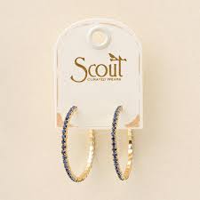 Sparkle & Shine Sm Rhinestone Hoop Earring - Montana Blue/Gold FS004