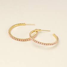 Sparkle & Shine Sm Rhinestone Hoop Earring - Rose Water Opal/Gold FS003