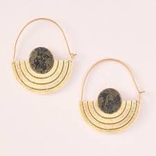 Stone Orbit Earring - Pyrite/Gold EV003