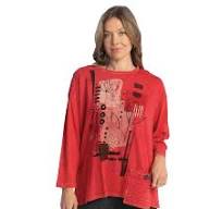 MINERAL WASHED TUNIC TOP WITH GAUZE CONTRAST POCKET Scarlet Foliage
