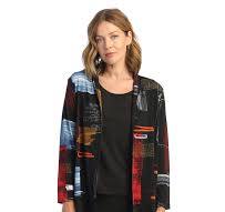 KNIT PRINT POLYESTER JACKET W/ CONTRAST Tuscany