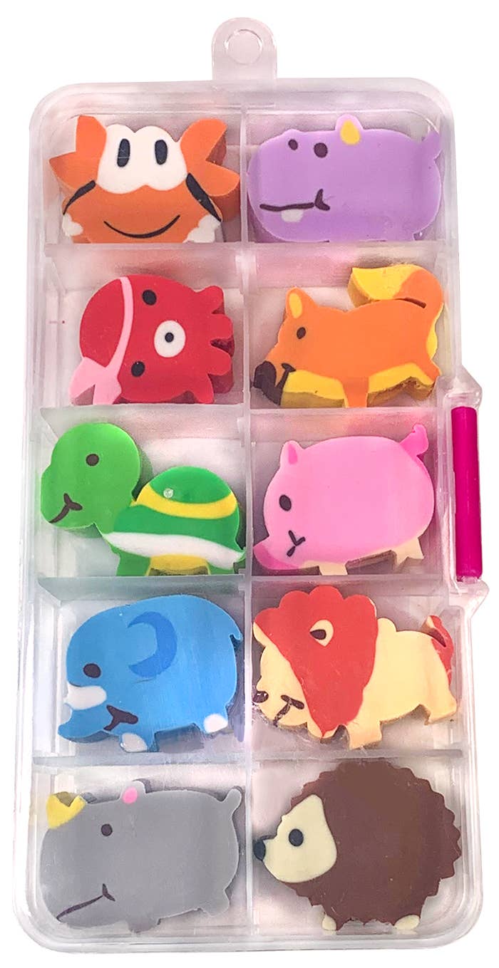 Cutie Creatures 10pc Pencil Topper Eraser Set