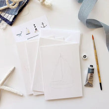 Load image into Gallery viewer, Seaside Paintable Watercolor Notecard Set