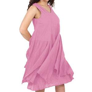 Rose Sleeveless Double Hem Dress