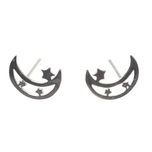 Crescent Moon Silver Studs