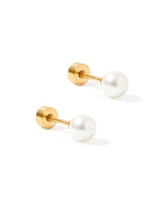 Load image into Gallery viewer, Screwback Stud Earrings - Payton Pearl White 3mm