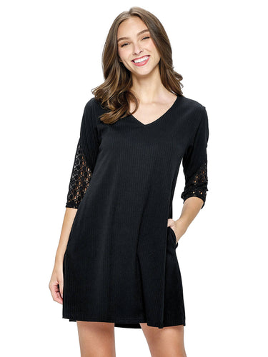 Dress Ribbed Lace Details