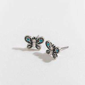 Antique Silver Butterfly Ear Sense Stud Earrings