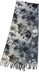 Painted Floral Cashmink® Scarf: Charcoal
