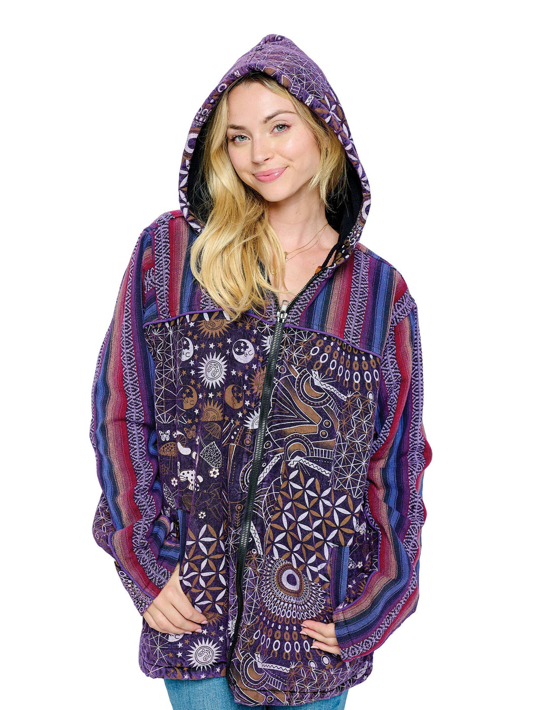 Jacket Zip-up Gheri Mandala Mushroom Print