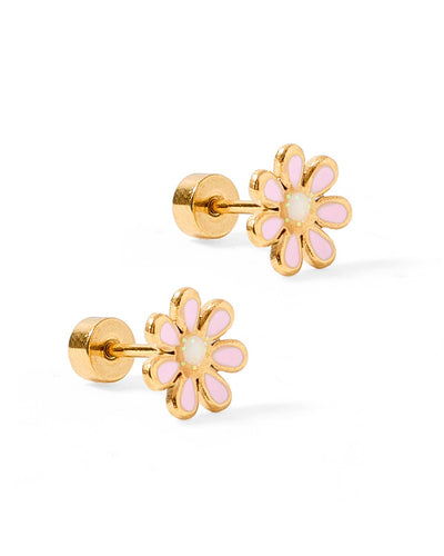 Screwback Stud Earrings - Elsie - Pink