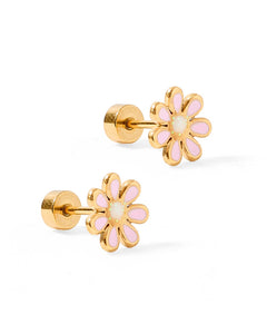 Screwback Stud Earrings - Elsie - Pink