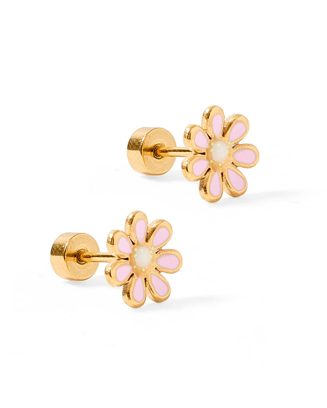 Screwback Stud Earrings - Elsie - Pink