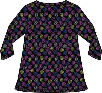 Fleece Print Rouch Sleeve V-Neck Pullover Top in Jam