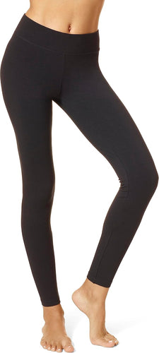 HUE Women's Ultra Soft Cotton Leggings with Wide Waistband, Full length